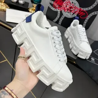 Balenciaga Defender White and Navy Chunky Sneakers