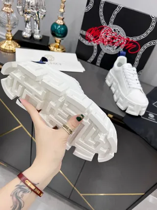 Balenciaga Defender White and Navy Chunky Sneakers 3
