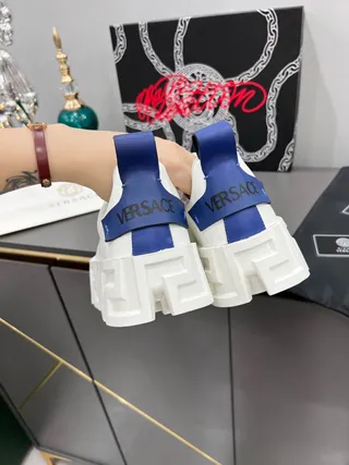 Balenciaga Defender White and Navy Chunky Sneakers 5