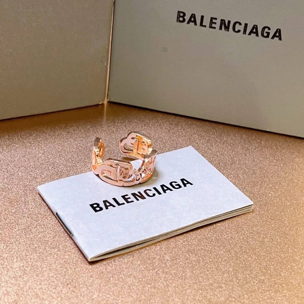 Balenciaga Gold Open-Band Geometric-Cutout Ring 8