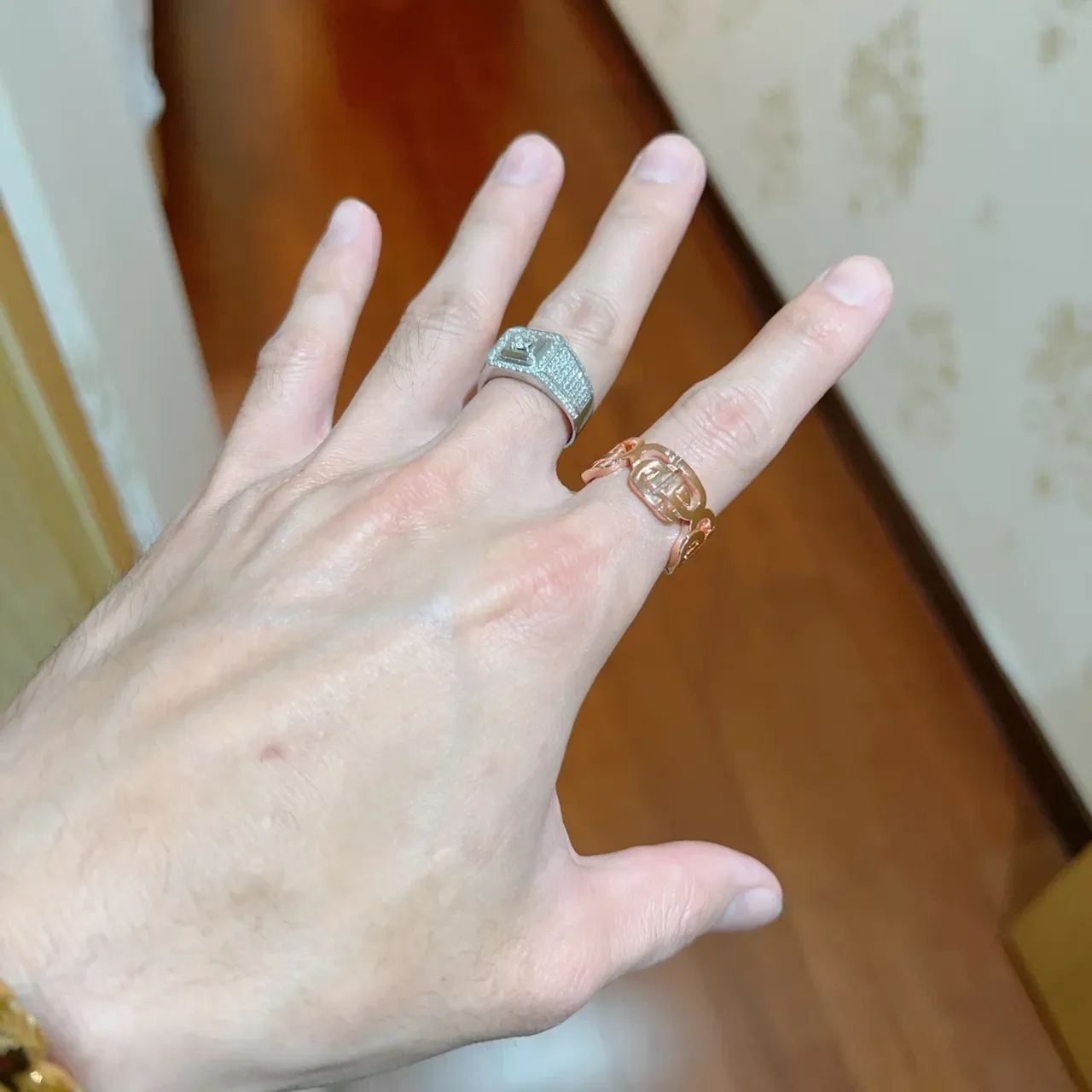 Balenciaga Gold Open-Band Geometric-Cutout Ring 9