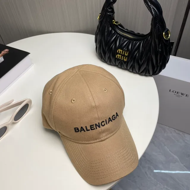 Balenciaga Logo Embroidered Khaki Baseball Cap 6