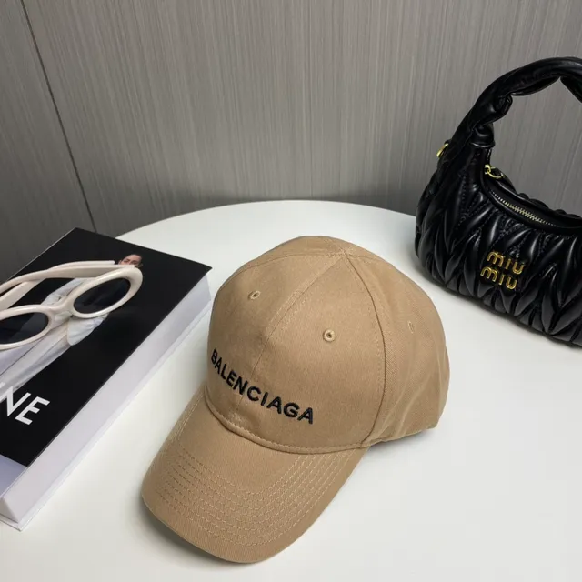 Balenciaga Logo Embroidered Khaki Baseball Cap 7