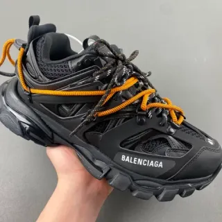 Balenciaga Runner Black Orange Sole Mesh And Synthetic Overlay Chunky Sneakers