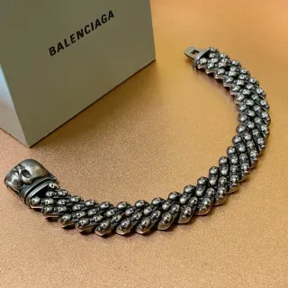 Balenciaga Skull Bracelet Silver Multi-Row Linked Motif Bracelet