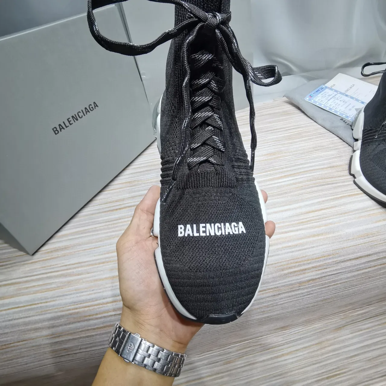 Balenciaga Speed Trainer أحذية رياضية أسود وأبيض لنمط الحياة 3