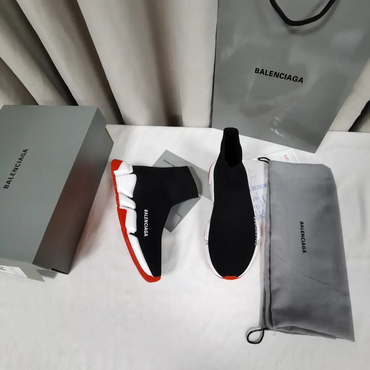 Balenciaga Speed Trainer أسود أبيض أحمر حذاء رياضي lifestyle 3