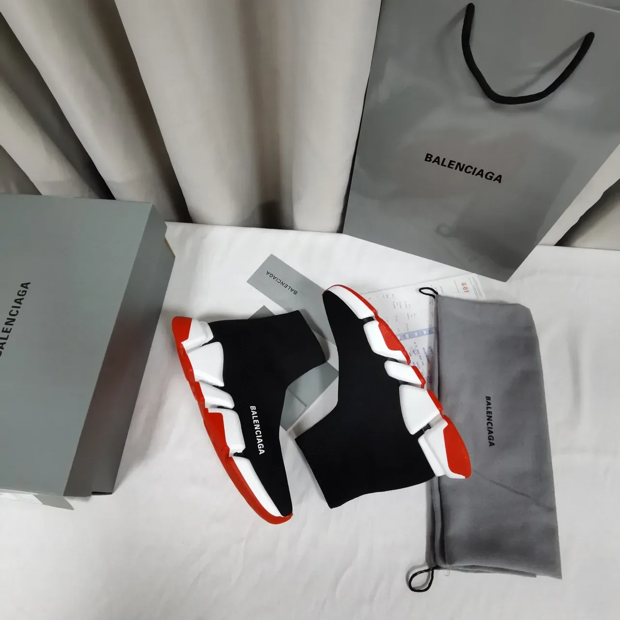 Balenciaga Speed Trainer أسود أبيض أحمر حذاء رياضي lifestyle 5