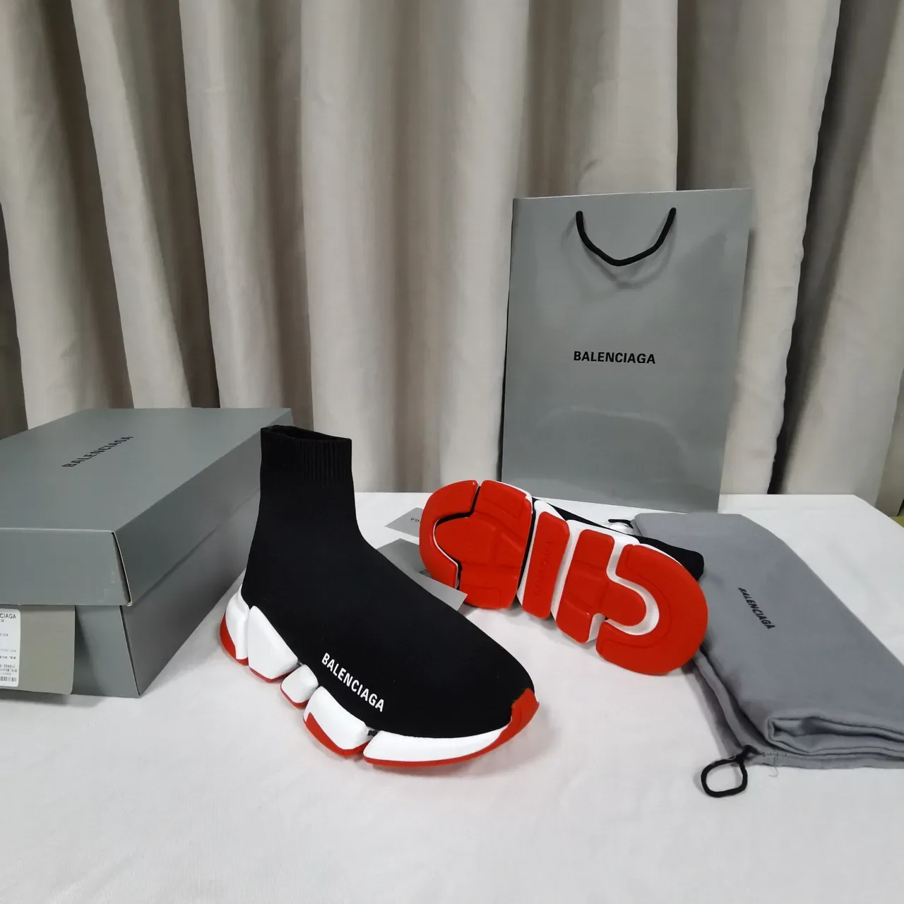 Balenciaga Speed Trainer أسود أبيض أحمر حذاء رياضي lifestyle 6