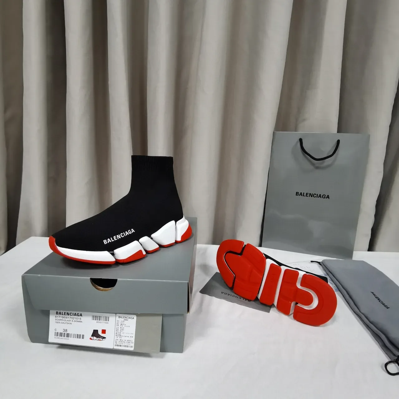 Balenciaga Speed Trainer أسود أبيض أحمر حذاء رياضي lifestyle 7