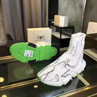 Balenciaga Speed Trainer Crackle White Green Lifestyle Sneakers
