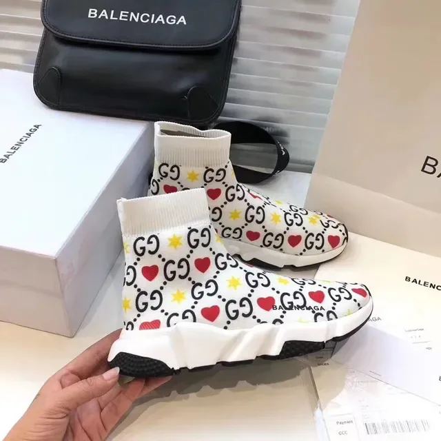 Balenciaga Speed Trainer GG Heart Star Print حذاء رياضي أسلوب الحياة 4