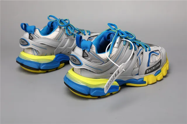 Balenciaga Track 灰蓝黄厚底运动鞋 3