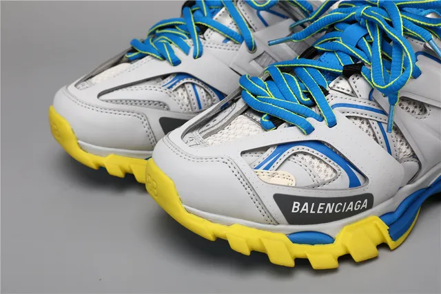 Balenciaga Track 灰蓝黄厚底运动鞋 4