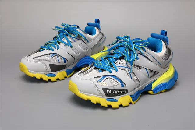 Balenciaga Track 灰蓝黄厚底运动鞋 5