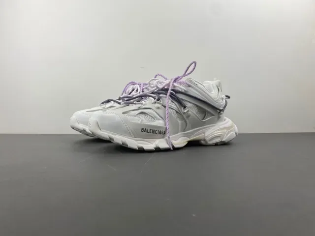Balenciaga Track সাদা বেগুনি সোল ডুয়াল লেস সিস্টেম চাঙ্কি স্নিকার্স 10