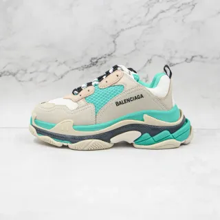 Balenciaga Triple S 米色和绿松石色厚底运动鞋