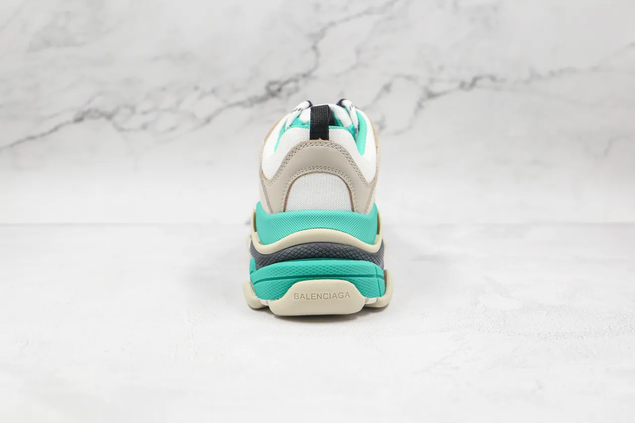Balenciaga Triple S Chaussures chunky beige et turquoise 2