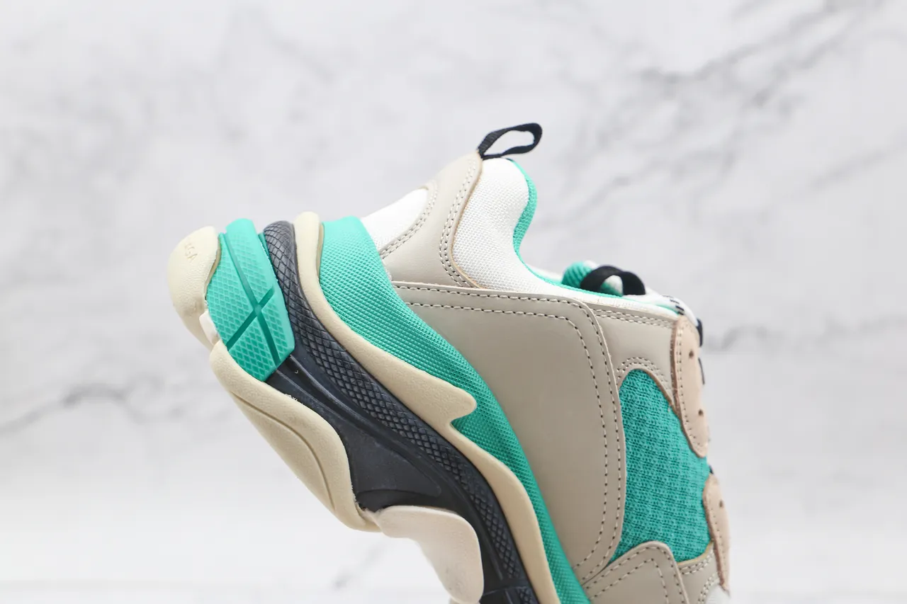 Balenciaga Triple S Chaussures chunky beige et turquoise 6