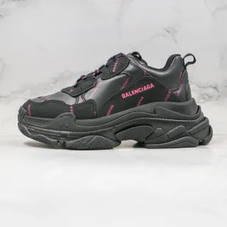 Balenciaga Triple S Black Pink Oversized Silhouette Multi-Layered Sole Chunky Sneakers
