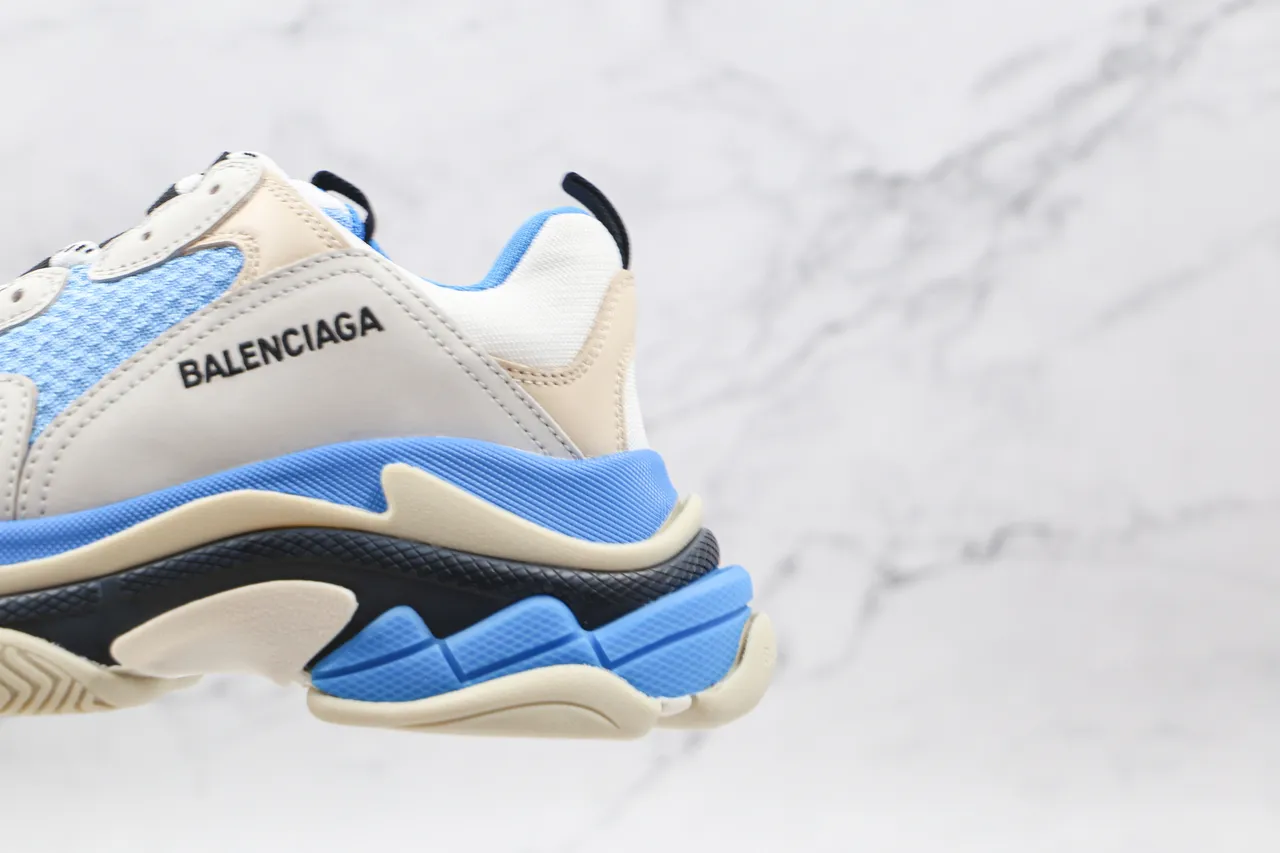Balenciaga Triple S Blue and Beige Chunky Sneakers 3