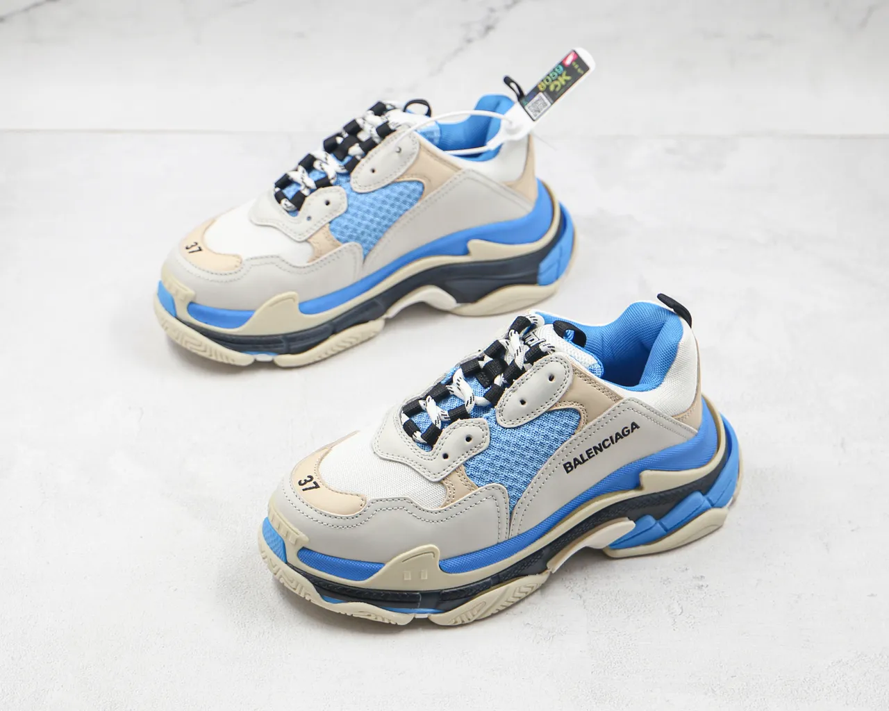 Balenciaga Triple S Blue and Beige Chunky Sneakers 7
