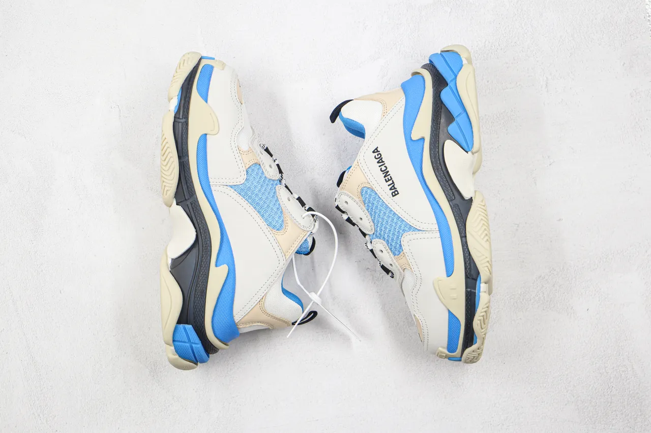 Balenciaga Triple S Blue and Beige Chunky Sneakers 8