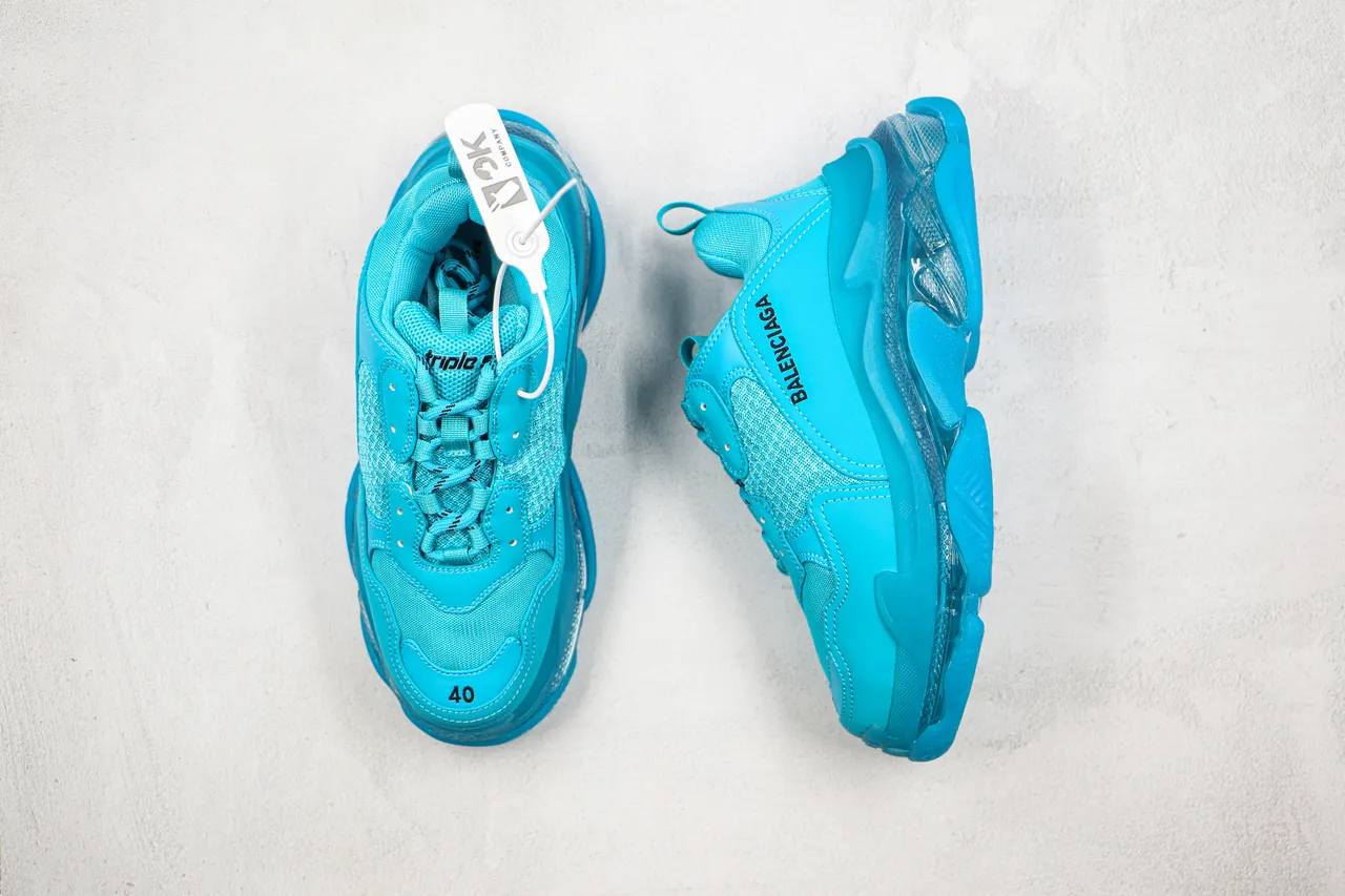 Balenciaga Triple S Cyan Chunky Sneakers 8