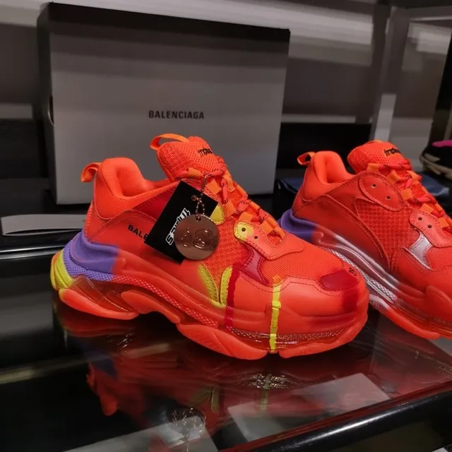 Balenciaga Triple S Neon Orange Purple Yellow Chunky Sneakers 4