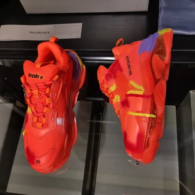 Balenciaga Triple S Neon Orange Purple Yellow Chunky Sneakers 8