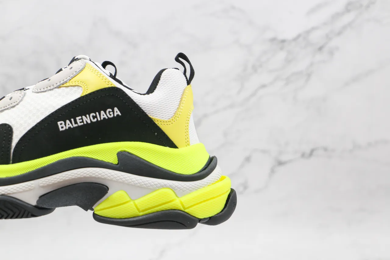 Balenciaga Triple S Neon Yellow Black White Chunky Sneakers 4