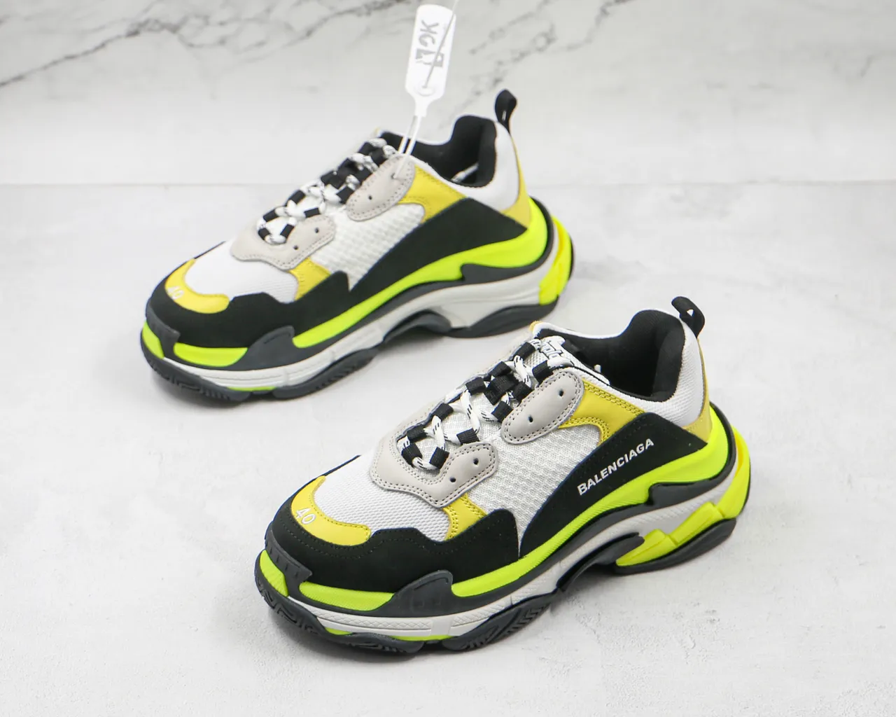 Balenciaga Triple S Neon Yellow Black White Chunky Sneakers 7