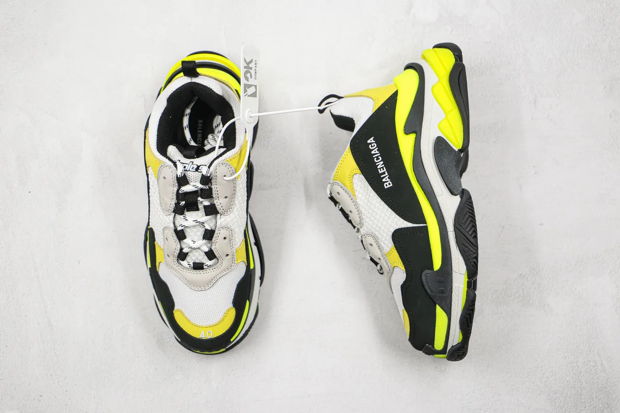 Balenciaga Triple S Neon Yellow Black White Chunky Sneakers 8