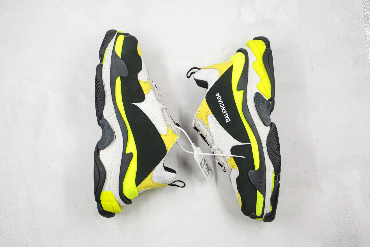 Balenciaga Triple S Neon Yellow Black White Chunky Sneakers 9
