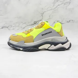 Balenciaga Triple S Neon Yellow Tan Gray Chunky Sneakers