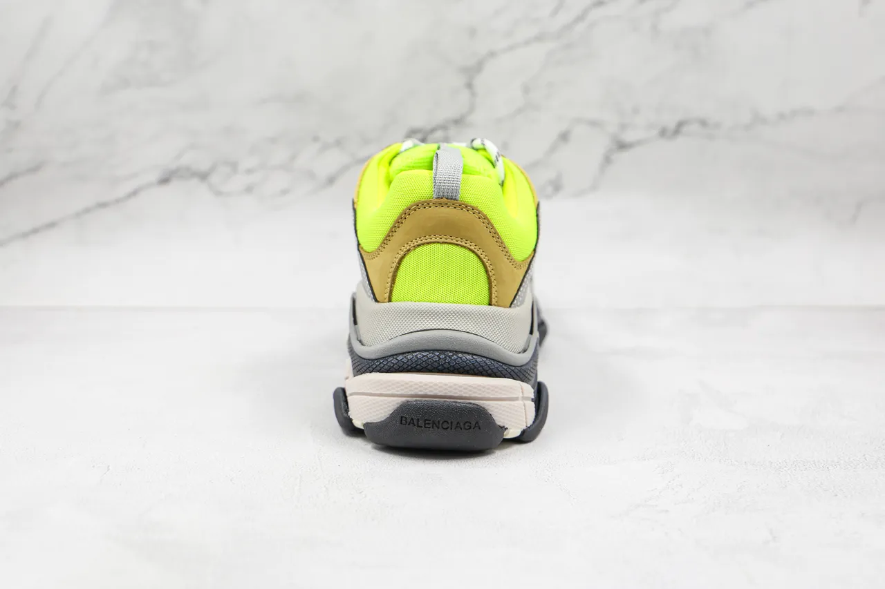 Balenciaga Triple S Amarelo neón marrom cinza tênis chunky 2