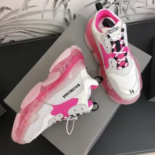 Balenciaga Triple S Pink and White Chunky Sneakers
