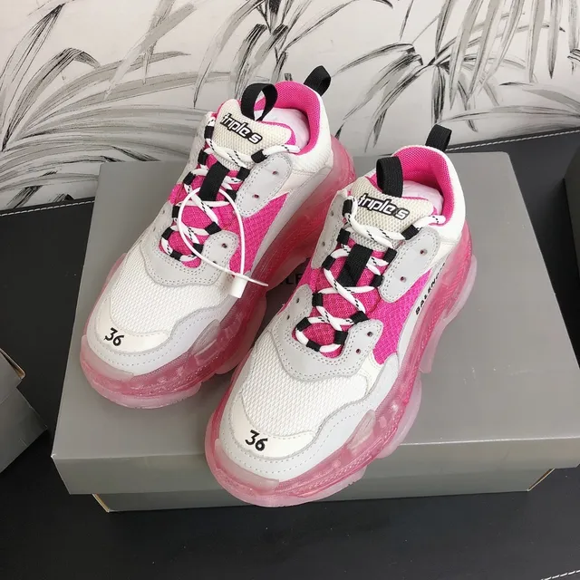 Balenciaga Triple S Pink and White Chunky Sneakers 2