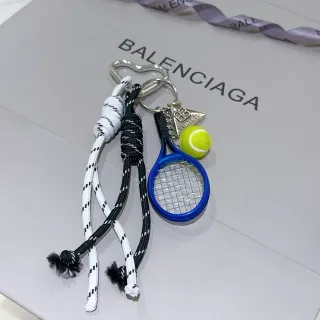 Balenciaga White Blue Braided Rope Cords Tennis Racket Charm Jewelry
