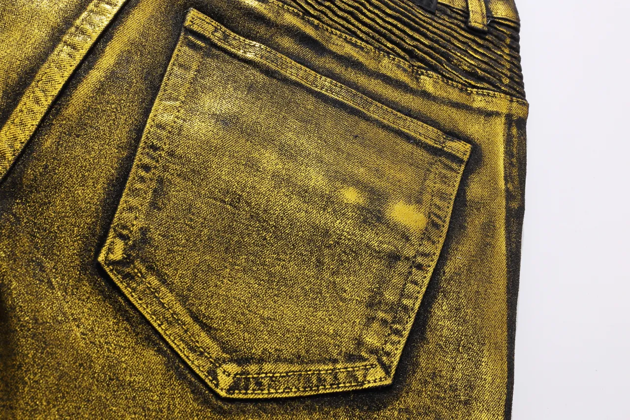 Balmain Shorts Biker Métallique Or Matelassé 3