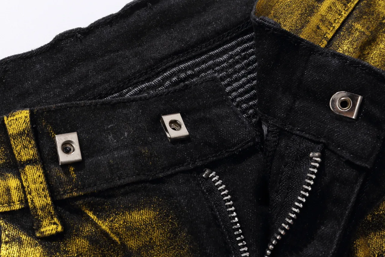 Balmain Shorts Biker Métallique Or Matelassé 7