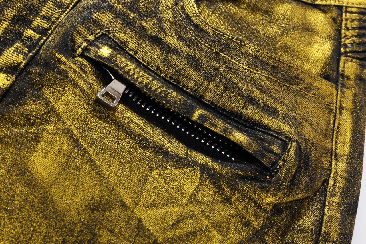 Balmain Shorts Biker Métallique Or Matelassé 10