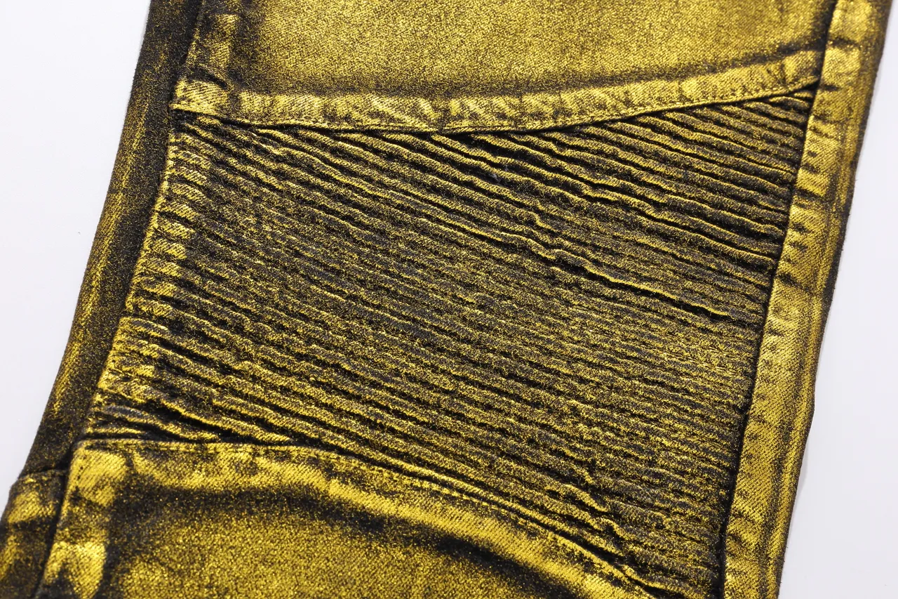 Balmain Shorts Biker Métallique Or Matelassé 12