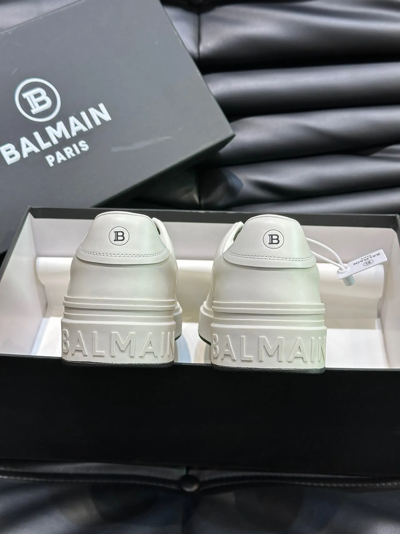 Balmain White Black Low-Top Leather Upper Lifestyle Sneakers 6