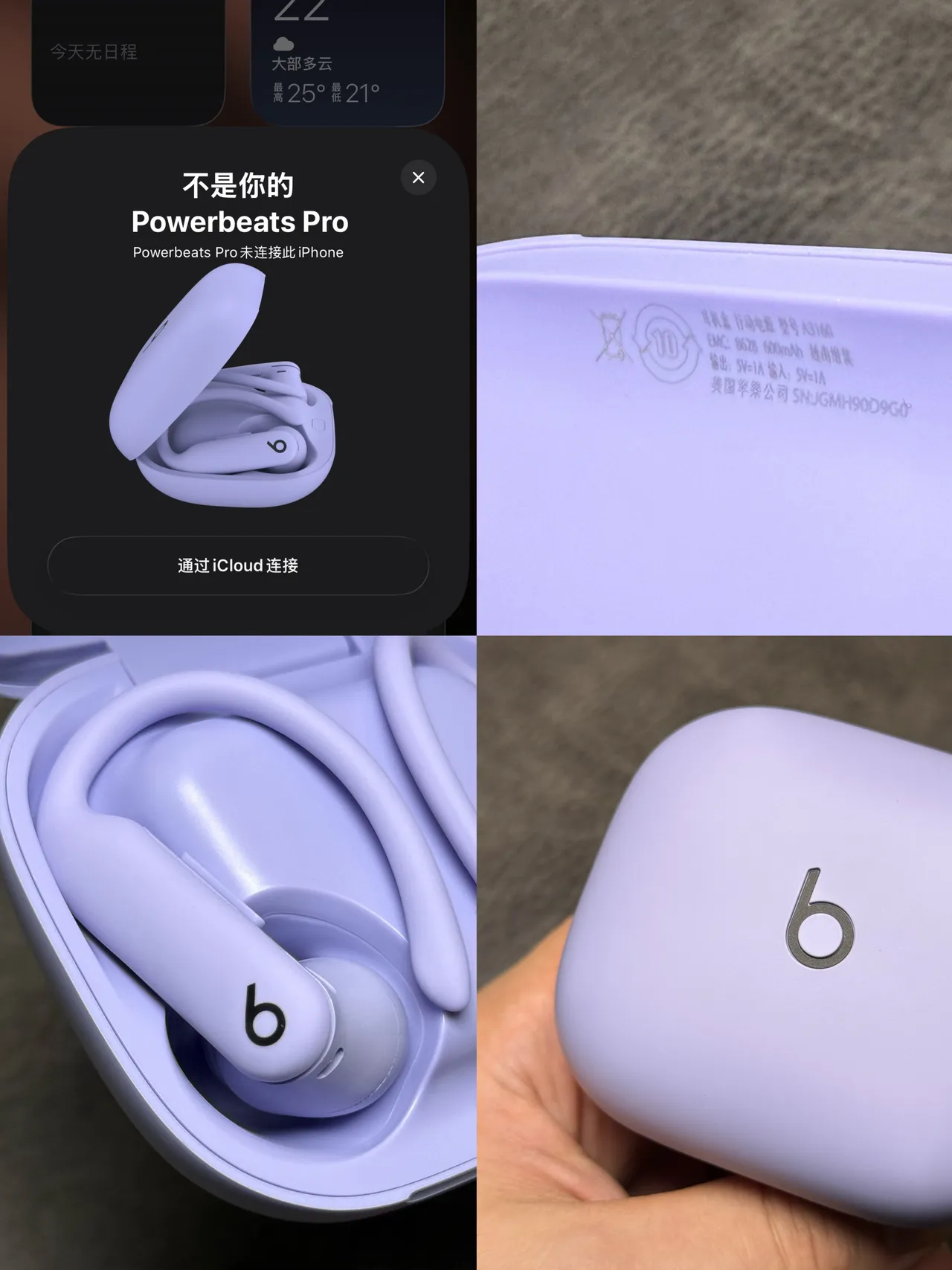 Beats Powerbeats Pro 2 बैंगनी सफेद कॉम्पैक्ट चौकोर केस मैट लैवेंडर फिनिश TWS ईयरबड्स 8