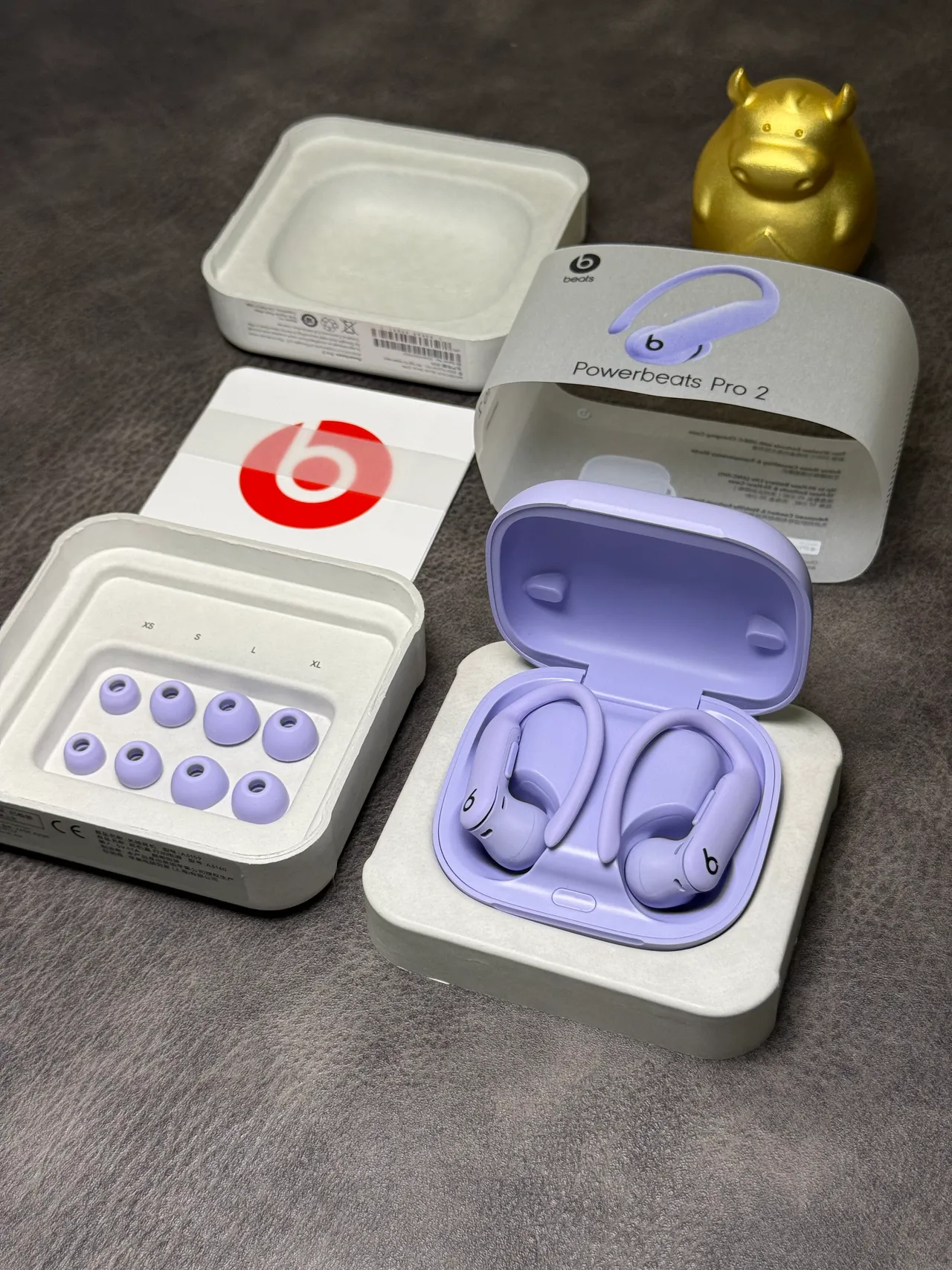 Beats Powerbeats Pro 2 बैंगनी सफेद कॉम्पैक्ट चौकोर केस मैट लैवेंडर फिनिश TWS ईयरबड्स 9