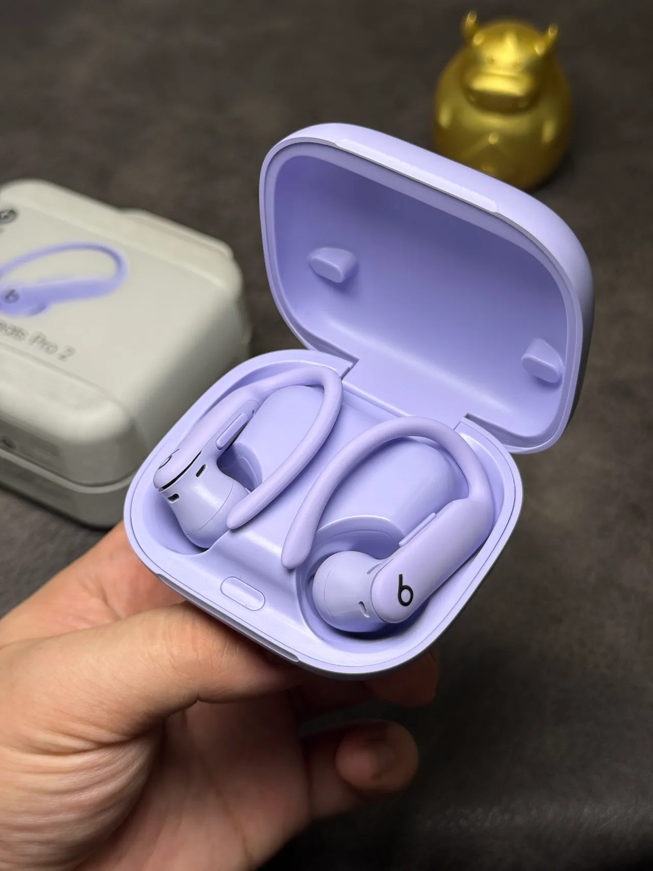 Beats Powerbeats Pro 2 बैंगनी सफेद कॉम्पैक्ट चौकोर केस मैट लैवेंडर फिनिश TWS ईयरबड्स 12
