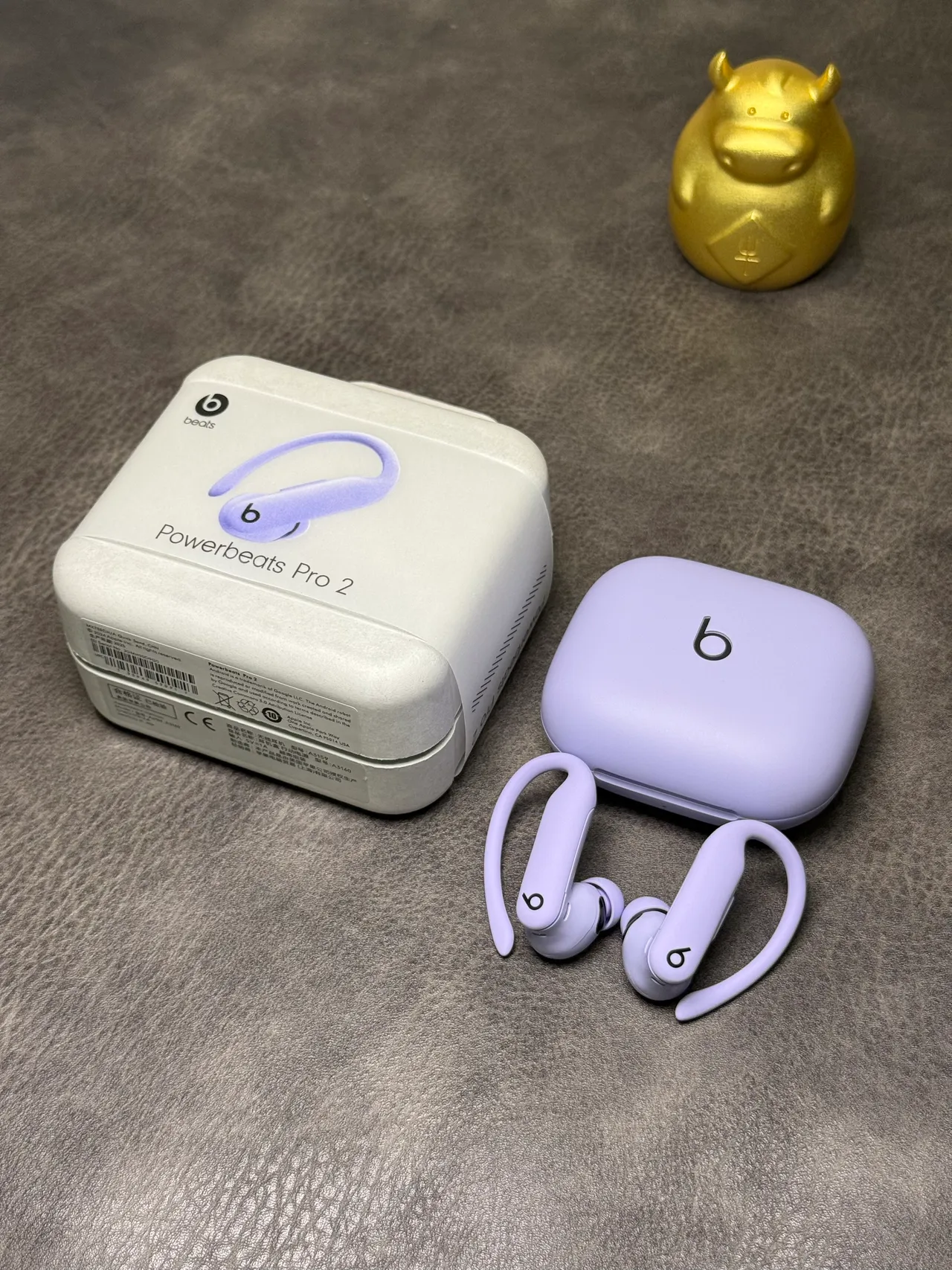 Beats Powerbeats Pro 2 बैंगनी सफेद कॉम्पैक्ट चौकोर केस मैट लैवेंडर फिनिश TWS ईयरबड्स 15