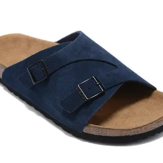 Birkenstock Arizona Navy Suede दो पट्टियों वाली बक़ल स्लिपर