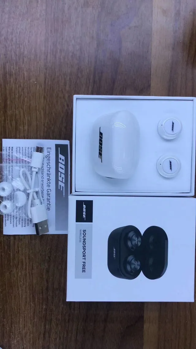 Bose SoundSport Free Noir Blanc Compact Oval Étui de Charge Finition Mate TWS Écouteurs 5